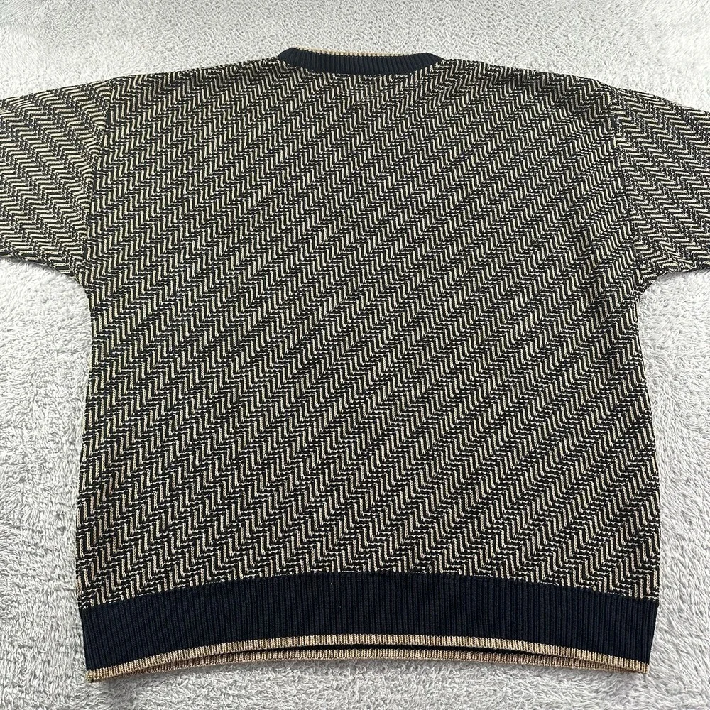 Vintage Jantzen‎ Pattern Sweater Mens XL Geometric Brown Black Grandpacore Retro